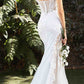 Cinderella Divine CD937W Sexy Mermaid Wedding Gown Illusion Leg Sides