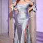 Cinderella Divine CD943C Long Fitted Stretch Jersey Formal Dress Off Shoulder