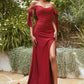 Cinderella Divine CD943C Long Fitted Stretch Jersey Formal Dress Off Shoulder