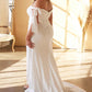 Cinderella Divine CD944WC Long Stretch Satin Gown Off The Shoulder Tie Sleeve
