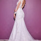 Cinderella Divine CD951W Lace Mermaid Gown With Long Illusion Sleeves