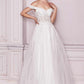 Cinderella Divine CD961W Long Lace Off the Shoulder Bridal Gown