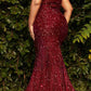 Cinderella Divine CD975 Long Off The Shoulder Sequin Mermaid Gown