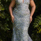Cinderella Divine CD975 Long Off The Shoulder Sequin Mermaid Gown
