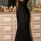 Cinderella Divine CD979 Long Slit Stretch Satin Gown with Gloves