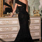 Cinderella Divine CD980 Long Off the One Shoulder Sequins Gown
