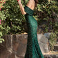 Cinderella Divine CD980 Long Off the One Shoulder Sequins Gown
