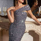 Cinderella Divine CD980 Long Off the One Shoulder Sequins Gown