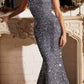 Cinderella Divine CD980 Long Off the One Shoulder Sequins Gown