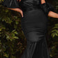 Cinderella Divine CD983 Long Fitted Satin Gown with Puff Sleeve