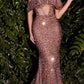 Cinderella Divine CD985 Off the Shoulder Sequins Gown