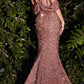Cinderella Divine CD985 Off the Shoulder Sequins Gown