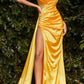 Cinderella Divine CDS411 Long Fitted Satin Asymmetrical Gown