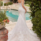 Vestido de novia de sirena Ladivine CDS432W de tul ligero sobre encaje Chantilly