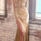 Cinderella Divine CDS439 Ultra Sleek Glitter Satin Boned Bodice Long Formal Gown