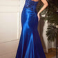 Cinderella Divine CDS439 Ultra Sleek Glitter Satin Boned Bodice Long Formal Gown
