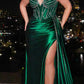 Cinderella Divine CDS440 Floor Length Stretch Satin Sheer Bodice Sexy Gown