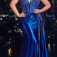 Cinderella Divine CDS440 Floor Length Stretch Satin Sheer Bodice Sexy Gown