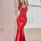 Ladivine CDS450 Long Fitted Lace Applique Bodice Sheer Bodice Gown