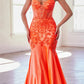 Ladivine CDS470 Long Stretch Satin and Glitter Boned Mermaid Gown