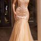 Ladivine CDS482 Long Fitted Strapless Lace and Tulle Mermaid Gown