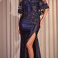 Vestido ajustado de satén elástico con capa de encaje extraíble Ladivine CDS499
