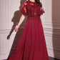 Ladivine CDS503 Dress Chiffon A-Line Beaded Lace Bodice Removable Cape