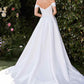 Vestido Ladivine CDS513W de satén suave con hombros descubiertos para novia