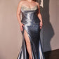 Ladivine CDS529C Dress Micro Crystal Fitted Satin Gown In Curve