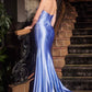 Ladivine CDS529 Dress Strapless Fitted Micro Crystal Satin Gown