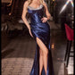 Ladivine CDS529 Dress Strapless Fitted Micro Crystal Satin Gown