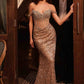 Vestido de sirena con hombros descubiertos y cuentas Ladivine CDS534