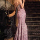 Vestido de sirena con hombros descubiertos y cuentas Ladivine CDS534