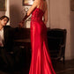 Ladivine CDS535 One Shoulder Satin Dress With Lace Applique