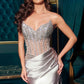 Ladivine CDS538 Dress Strapless Beaded Bodice & Satin Skirt Fitted Gown