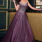 Ladivine CDS541 Glitter A-Line Ball Gown Strapless Crystal Beaded