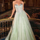 Ladivine CDS541 Glitter A-Line Ball Gown Strapless Crystal Beaded