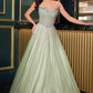 Ladivine CDS541 Glitter A-Line Ball Gown Strapless Crystal Beaded