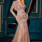 Ladivine CDS545 Strapless Mermaid Gown Floral Sequin