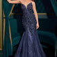 Ladivine CDS545 Strapless Mermaid Gown Floral Sequin