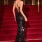 Vestido Ladivine CDS551 ajustado con escote pronunciado y lentejuelas para alfombra roja