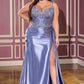 Vestido Ladivine CDS556C de Corsé Ajustado Tallas Grandes con Falda de Satén y Fajín Lateral