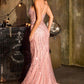 Vestido de sirena ajustado Ladivine CDS557 totalmente adornado Show Stopper