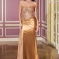 Ladivine CDS565 Elegante Vestido de Noche de Satén sin Tirantes con Escote Corazón y Aplicaciones de Lentejuelas