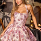 Vestido corto acampanado Ladivine CDS566 de jacquard floral metálico