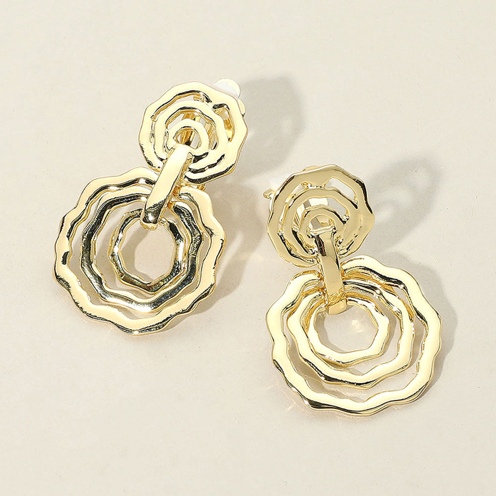 Multi Metal Circle Doorknocker Clip On Earrings
