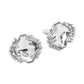 Faceted Square Glass Stone Frame Evening Statement Clip On Earrings