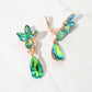 Marquise Stone Cluster Floral Teardrop Link Evening Clip On Earrings
