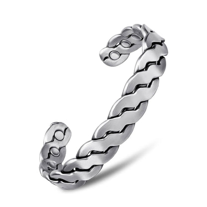 Brazalete magnético de cobre ajustable para terapia, diseño trenzado, para hombres y mujeres