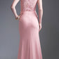 Cinderella Divine CF115 Long Lace Bodice Stretch Knit Sheath Dress Sleeveless